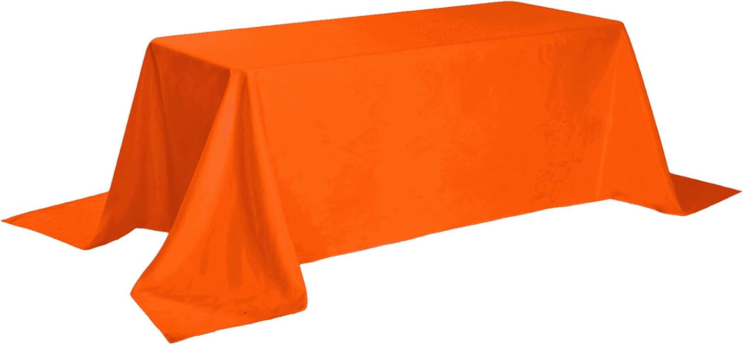 Rectangle Tablecloth 90x132 inch Washable Polyester Fabric Table Cloth for Wedding Party Dining Banquet Decoration（90x132, Orange）