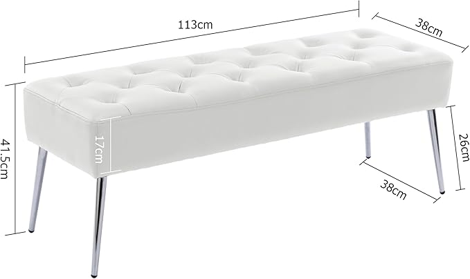 DUHOME Button-Tufted Ottoman Bench, Upholstered Footrest Stool Rectangular - Image 3