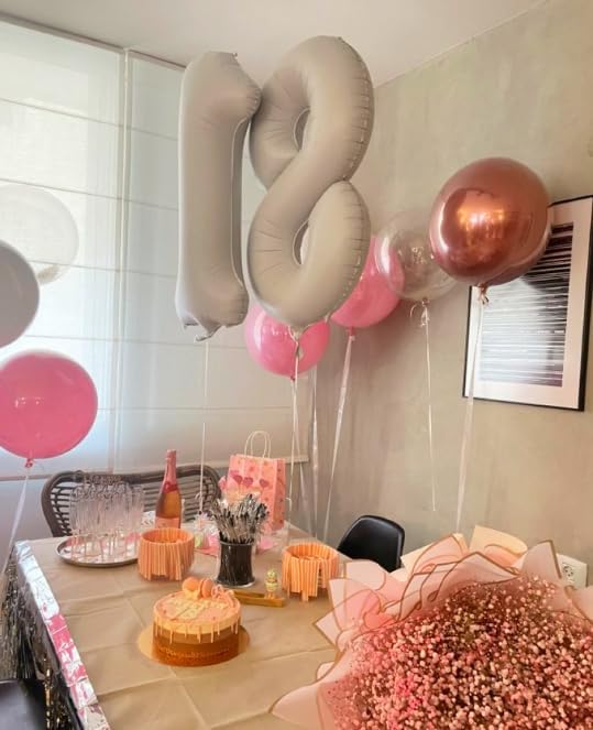 Cream White Foil Number 18 81 Balloon 40 Inch, Helium Mylar Number 18 81 Birthday Balloons, 18th 81st Cream White Women Men Wedding Anniversary, Graduations Party Supplies