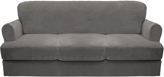 CUCRAF T Cushion Sofa Cover 4 Piece Slipcovers, Soft Thick Velvet Couch Cover by CUCRAF