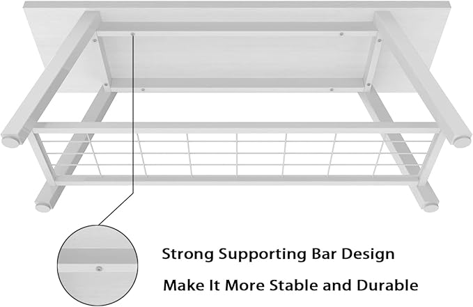 Oastreeful Industrial Entryway Bench Rustic Wood and Metal Storage Bench - Image 6