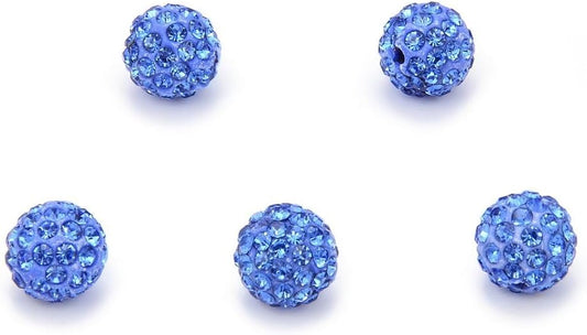 25pcs Adabele Grade A Suncatcher Crystal Rhinestone Pave Loose Beads 10mm Light Sapphire Blue Polymer Clay Disco Ball Spacers Compatible with Shamballa All Craft Jewelry Making DB10-14
