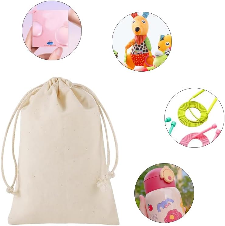 gobyhumm 50 Pieces Pure Cotton Drawstring Bags Muslin Bags Sachet Bag for Home Supplies （5 * 7"）