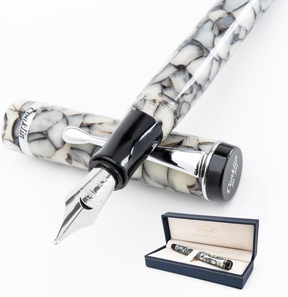 Conklin Duragraph Fountain Pen Cracked Ice - Stub Nib, Elegant Tool for Calligraphy & Signatures