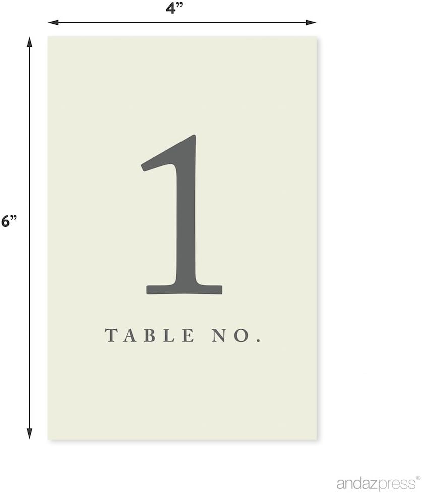 Andaz Press Table Numbers 1-20 on Perforated Paper, Ivory, 4x6-inch Single Sided Sign, 1-Set, For Weddings, Bridal Shower