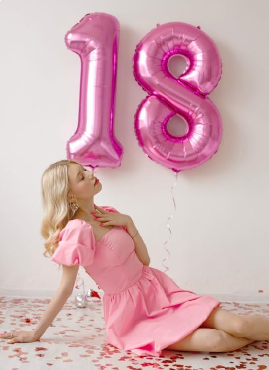 40 Inch Big Pink 9 Balloon Number, Jumbo Giant Happy 9th 19 29 39 49 99 Birthday Party Decorations, Large Nine Mylar Foil Anniversary Birthday Party Engagement Decorations