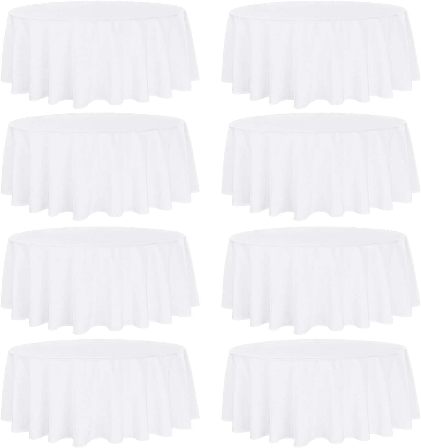Fivenl 8 Pack Round Tablecloth 90 Inch Round Table Covers Bulk Washable Polyester Fabric Round Table Clothes for Wedding Party Reception Banquet Buffet Restaurant (White, 90 Inch)