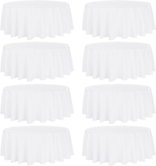 Fivenl 8 Pack Round Tablecloth 90 Inch Round Table Covers Bulk Washable Polyester Fabric Round Table Clothes for Wedding Party Reception Banquet Buffet Restaurant (White, 90 Inch)