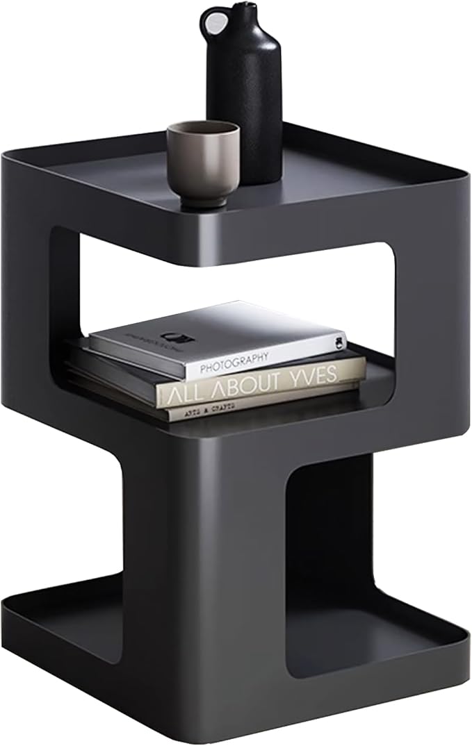 Modern Metal Side Table with Storage, Small End Table by BUZUEYModernmetalfurniture