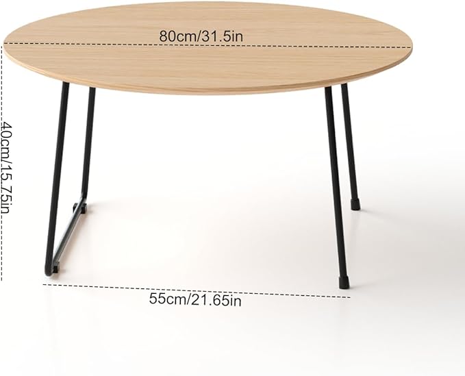 Modern Round Coffee Table 32 in, Acacia Wood Finish Living Room Table - Image 2