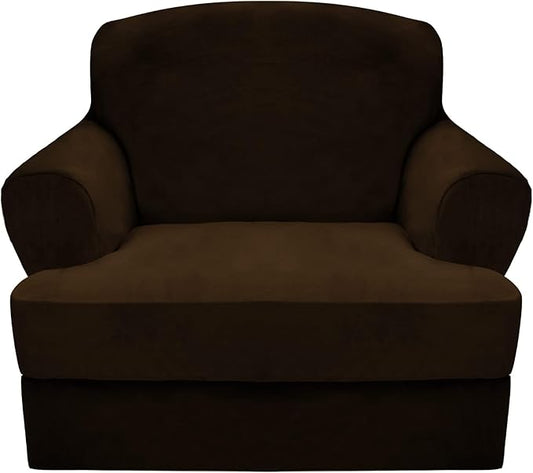 CUCRAF T Cushion Sofa Cover 2 Piece Armchair Slipcovers, Soft Thick Velvet by CUCRAF