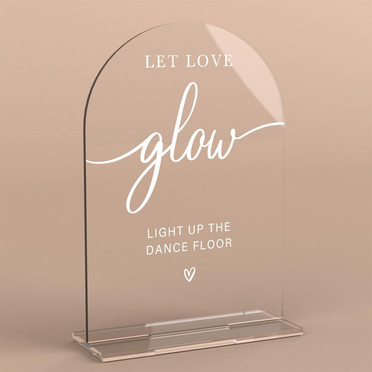 Acrylic Wedding Sign Let Love Glow Sign for Wedding Wedding Signs for Ceremony Modern Calligraphy Arch Acrylic Table Top Sign for Wedding Reception and Event Party Table