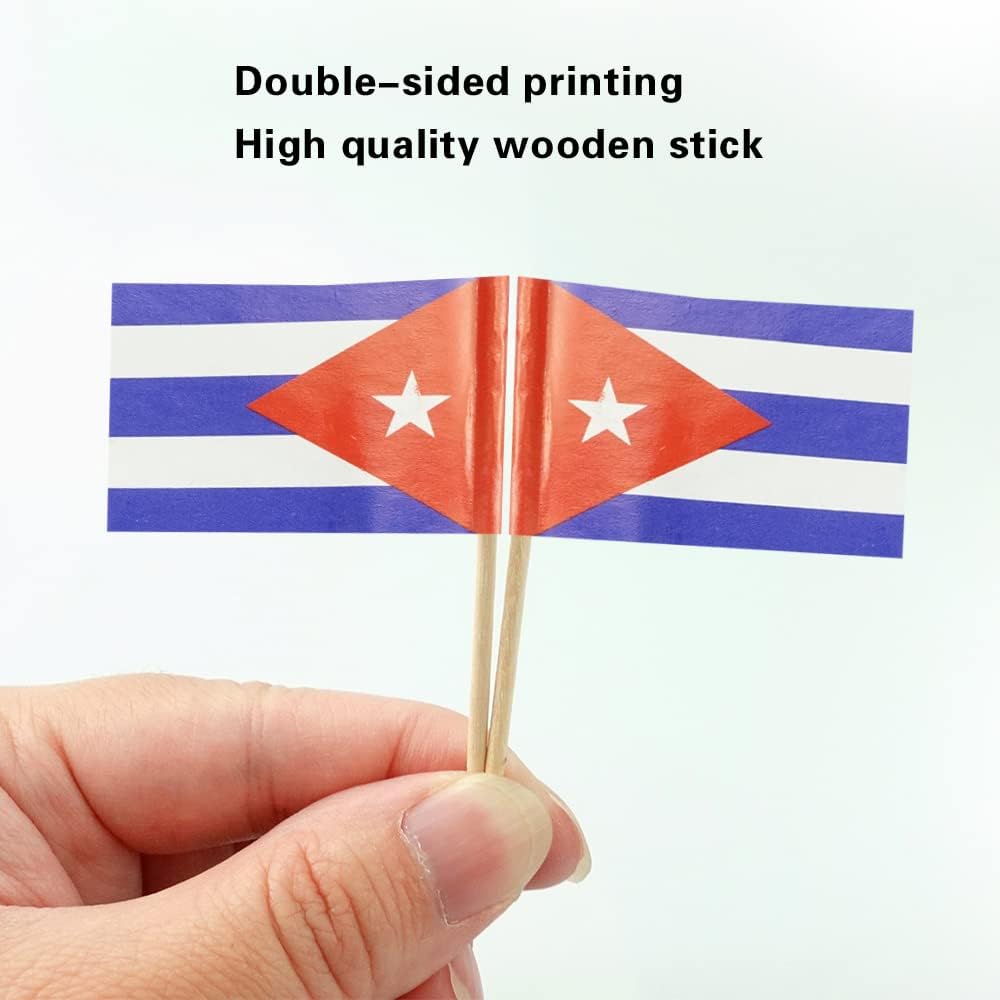 Cuba Flag Cuban Flag, Small Mini Cuba Toothpick Flags for Food, Cupcakes, Cocktails, Appetizers, Bar Party Decorations