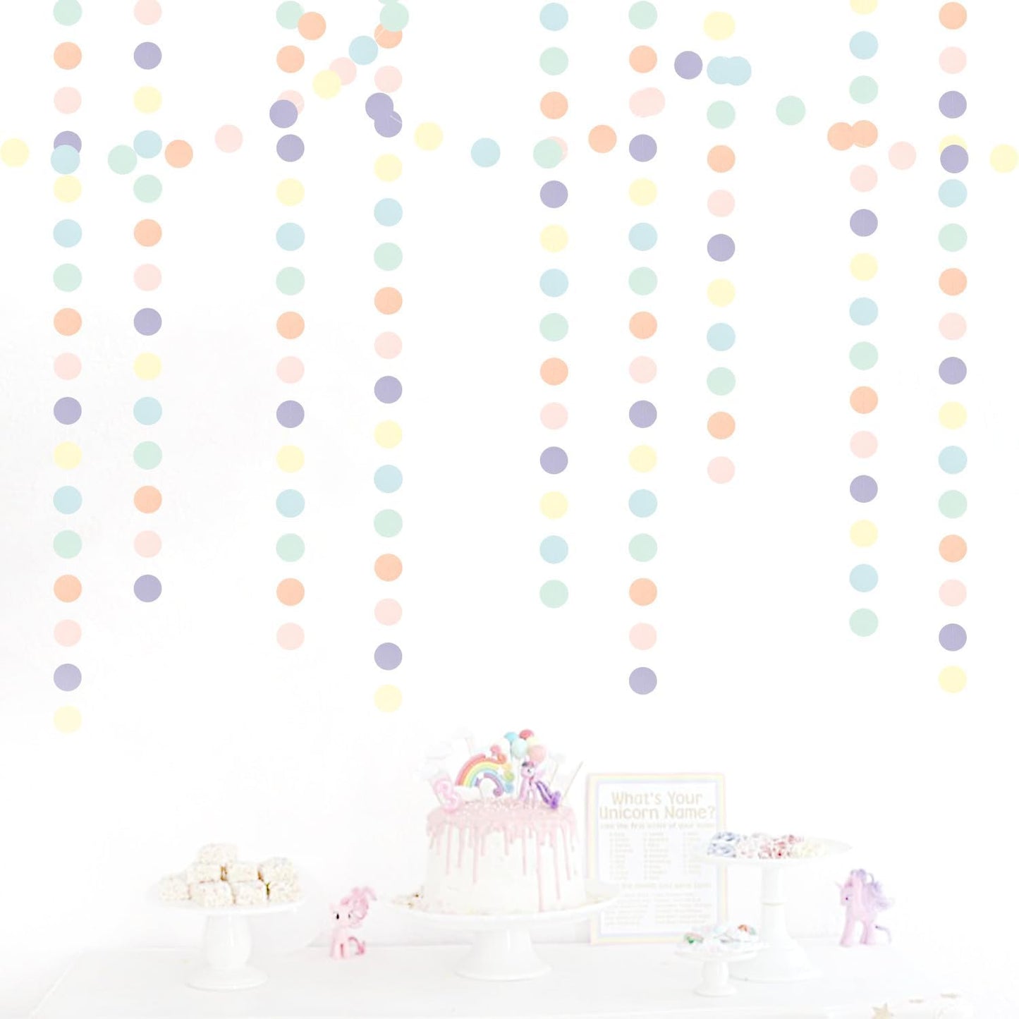 Pastel Rainbow Birthday Party-Decorations Streamers - 52FT Yellow Blue Mint Pink Purple Hanging Paper Garland Banner,Birthday Baby Bridal Shower Bachelorette Engagement Supplies Backdrop Decor Hugtmr