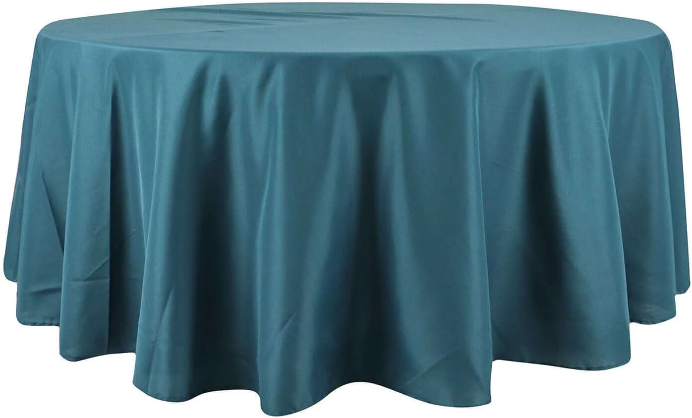 Efavormart Round Tablecloth, 108 Inch Stain & Wrinkle Resistant Washable Table Cloth, Decorative Polyester Fabric Table Cover for Banquet, Wedding, Dining- Peacock Teal Green