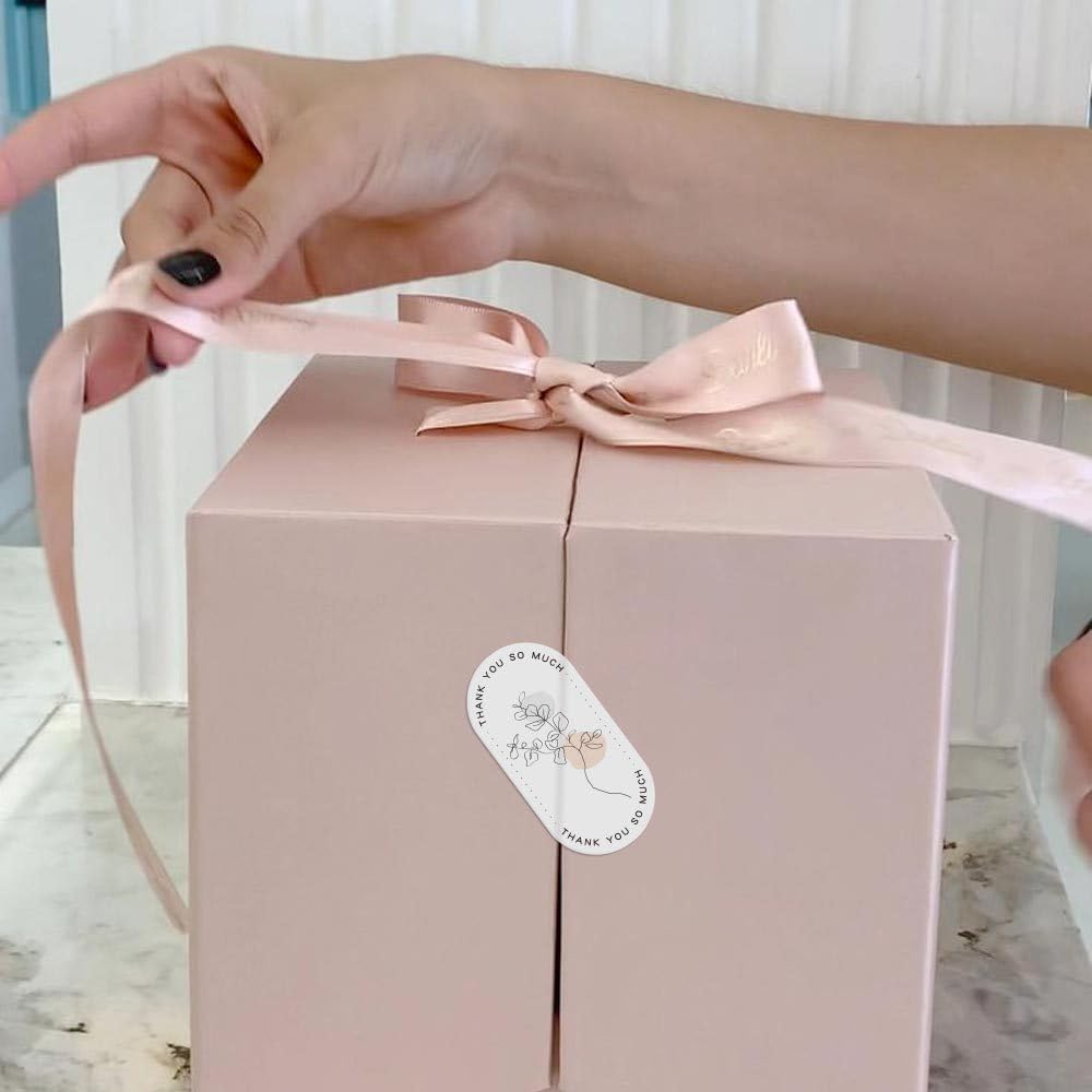 500 Pieces Large Thank You Stickers, Gift Flower Decorative Wrapping Stickers, Suitable for Boxes and Bags Outer Labels Seal Decals Gift Boxes Decoration. (Blossom Thanks)