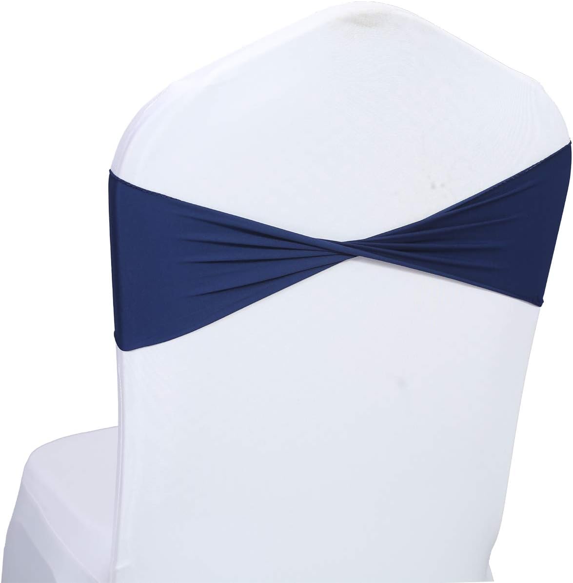 VDS Pack of 300 PCS | Navy Blue | Spandex Chair Sashes Bows Without Buckle | Stretch Elastic Banquet Universal Folding Chair Band Tie with for Wedding Party Conference Celebration Event Decoration