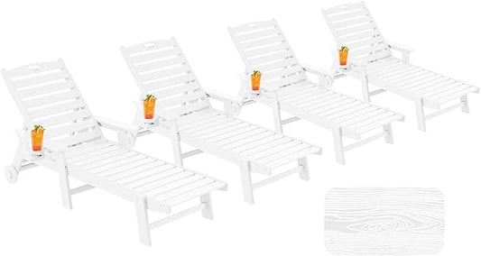 Patio Chaise Lounge Chair Set of 4, Oversize Lounge Chairs by Serique