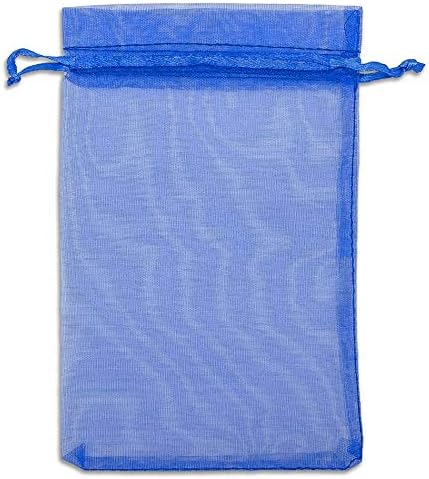TheDisplayGuys 48-Pack 3x4 Royal Blue Sheer Organza Gift Bags with Drawstring, Goodie Bags for Jewelry, Candy Bags, Treat Bags, Wedding Favors Small Mesh Bags