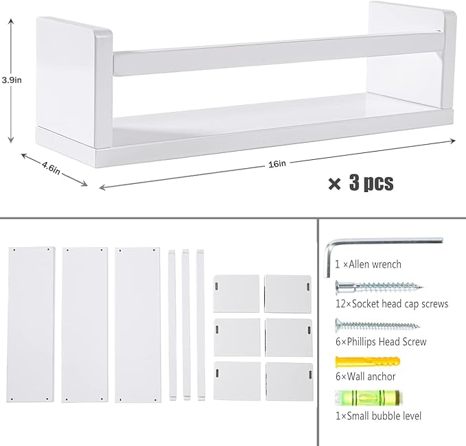 AZSKY Floating Bookshelf for Kids Room, Kitchen Spice Rack, Book Shelf Photo - Image 3