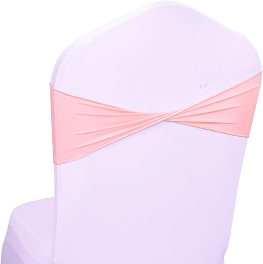 VDS Pack of 50 PCS | Dusty Rose | Spandex Chair Sashes Bows Without Buckle | Stretch Elastic Banquet Universal Folding Chair Band Tie with for Wedding Party Conference Celebration Event Decoration