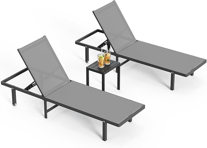 Pool Lounge Chairs Set of 3，Outdoor Lounge Chairs - Image 8