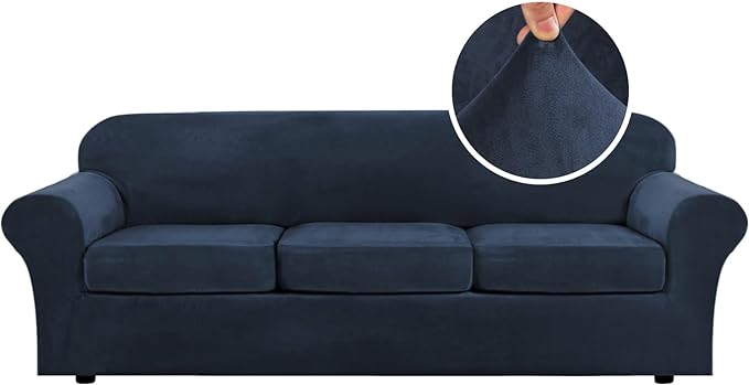 H.VERSAILTEX Velvet 4 Piece High Stretch Sofa Slipcover Sofa Cover Furniture by HVERSAILTEX