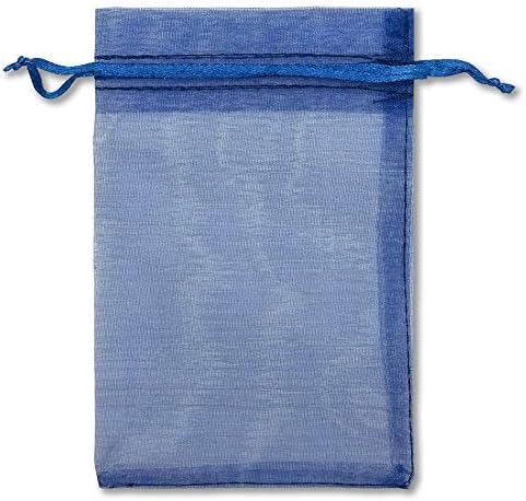 TheDisplayGuys 48-Pack 4x6 Navy Blue Sheer Organza Gift Bags with Drawstring, Jewelry Candy Treat Wedding Party Favors Mesh Pouch