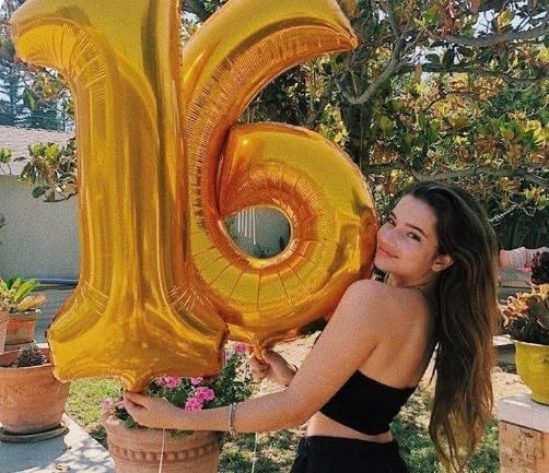 Gold Jumbo Helium Number 21 Balloon 40 Inch, Giant Foil Golden Number 21 21st Birthday Balloons, Large Numbers 21, Party Celebration Supplies Decorations