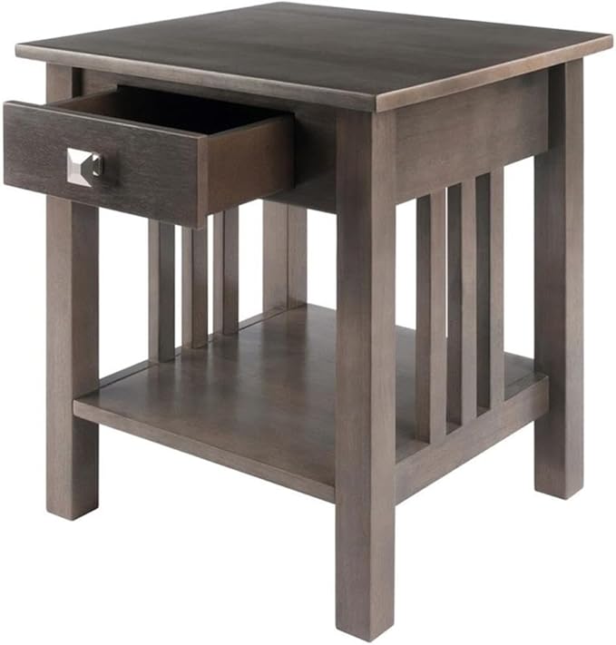 Pemberly Row Transitional Solid Wood Storage End Table, Oyster Gray Finish - Image 6