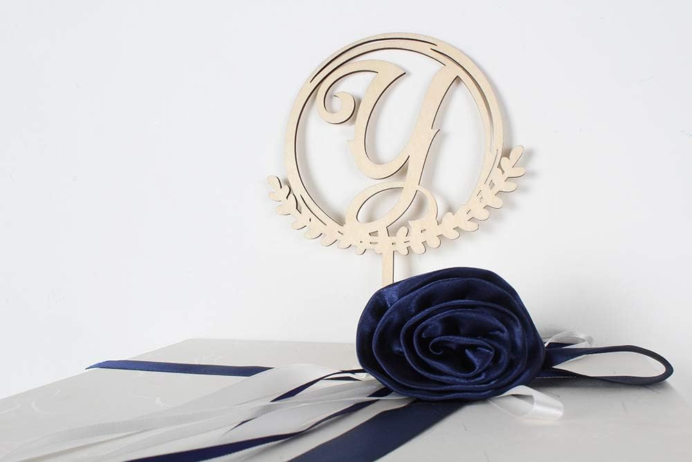 LINGTEER Personalized Inital Letter Y Wooden Cake Topper Perfect for Birthday Rustic Wedding Anniversary Keepsake Party Decoration