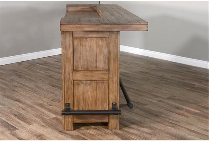 Pemberly Row 80" Farmhouse Wood Home Bar Unit, Stemware Rack, Wine Storage - Image 10