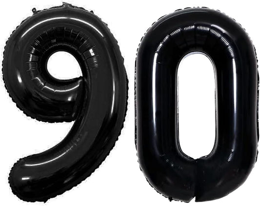 GOER Number 90 Balloons for 90th Birthday Party Decorations,42 Inch Jumbo Foil Helium Balloons for 90th Anniversary (Black)