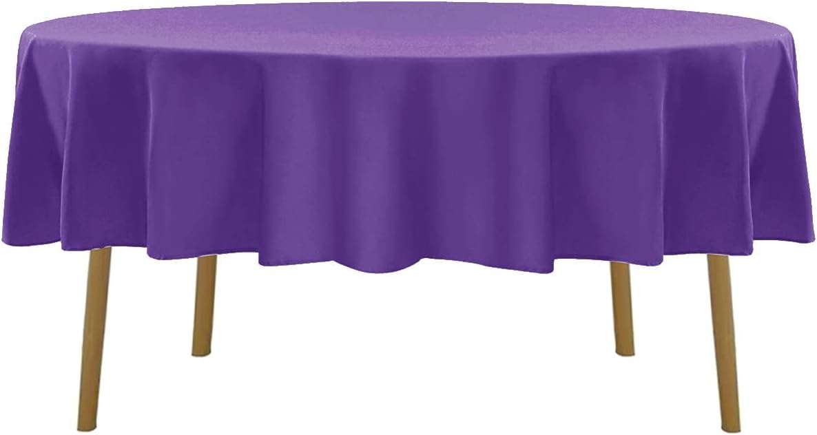 60 inch Round Tablecloth Washable Polyester Table Cloth Decorative Table Cover for Wedding Party Dining Banquet（60 inch,Purple）