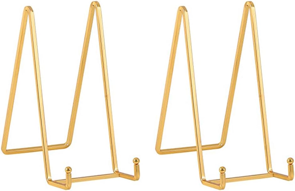 Plate Holder Easel Display Stand - 8 inch Metal Plate Stands for Display - Tabletop Picture Stand - Gold Iron Easels for Display Pictures | Photo Frames | Book | Decorative Plates | Plaque -2 Pack