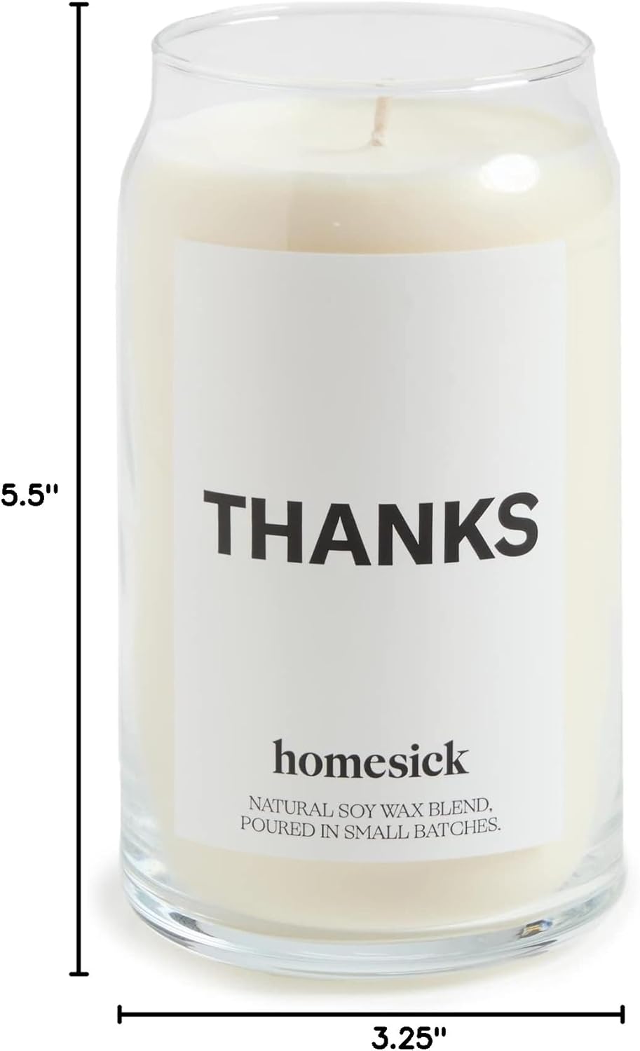 Homesick Scented Candles for Home (Thanks) - 13.75 oz Long-Lasting Soy Wax Blend Jar Candle Gifts for Women for All Occasions, 60-80 Hours Burn Time - Notes of Cucumber, Lemon & Patchouli