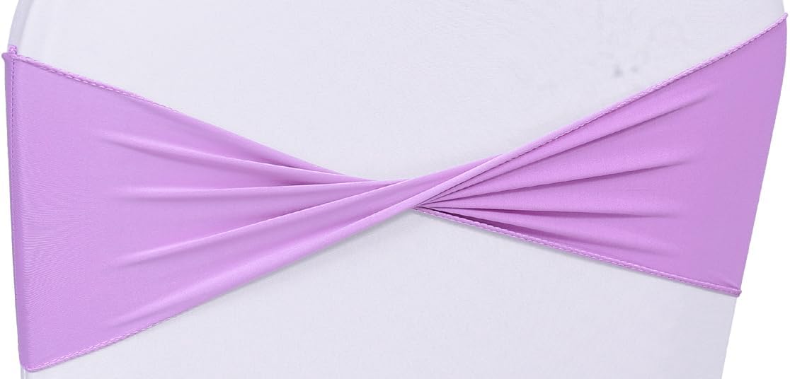 MDS Pack of 250 Spandex Chair Sashes Bows Elastic Stretch Dining Chair Bands Ties Without Slider Buckle Universal fits for Wedding Baby Shower Birthday Party Banquet Event Decoration - Light Purple