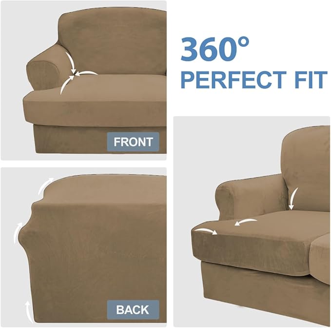 CUCRAF Cushion Sofa Cover 4 Piece Slipcovers, Soft Thick Velvet Couch Cover - Image 6