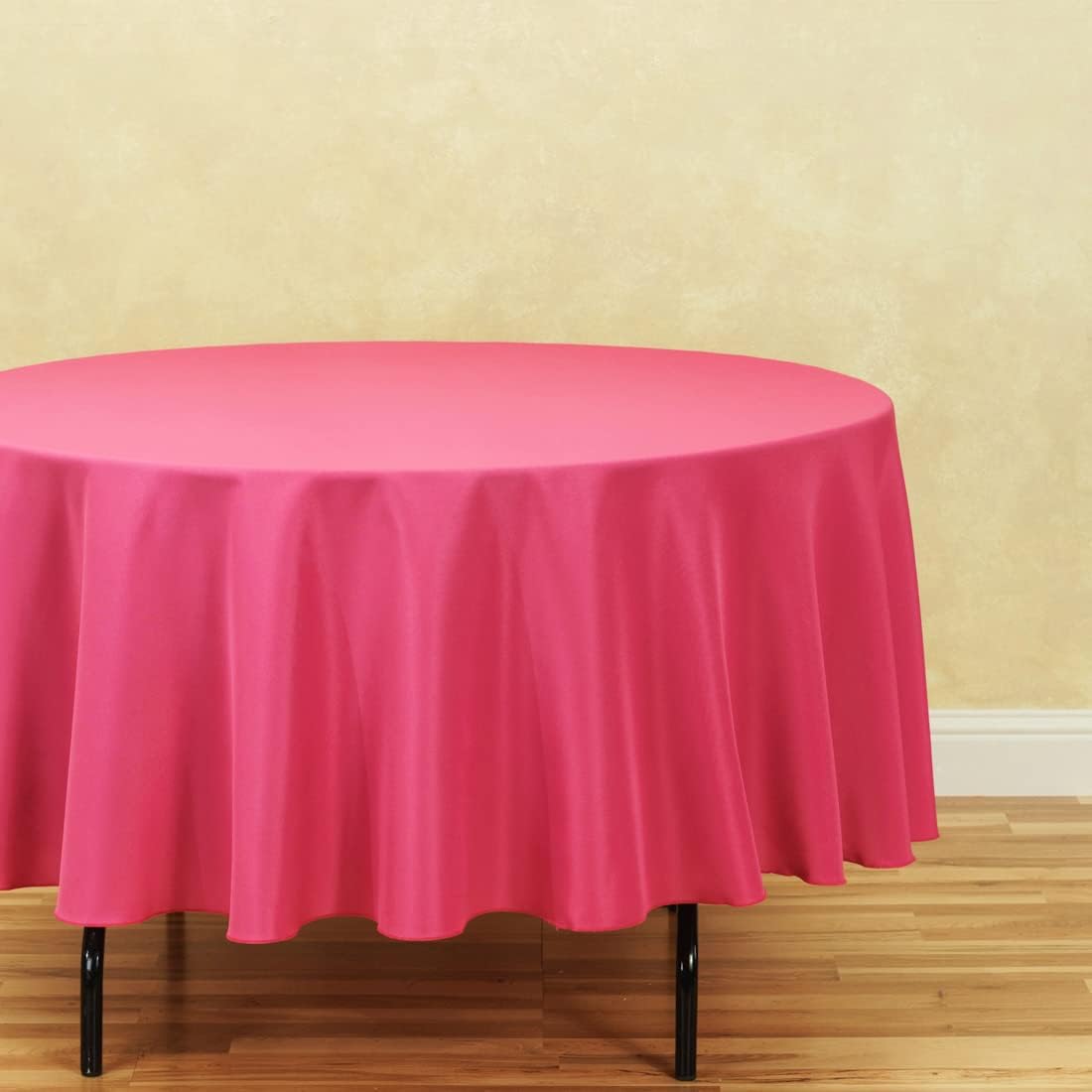 LinenTablecloth 90-Inch Round Polyester Tablecloth Fuchsia