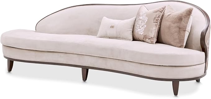 MICHAEL AMINI Camellia Field Asymmetrical Velvet Sofa in Porcini/Warm Pecan by Michael+Amini