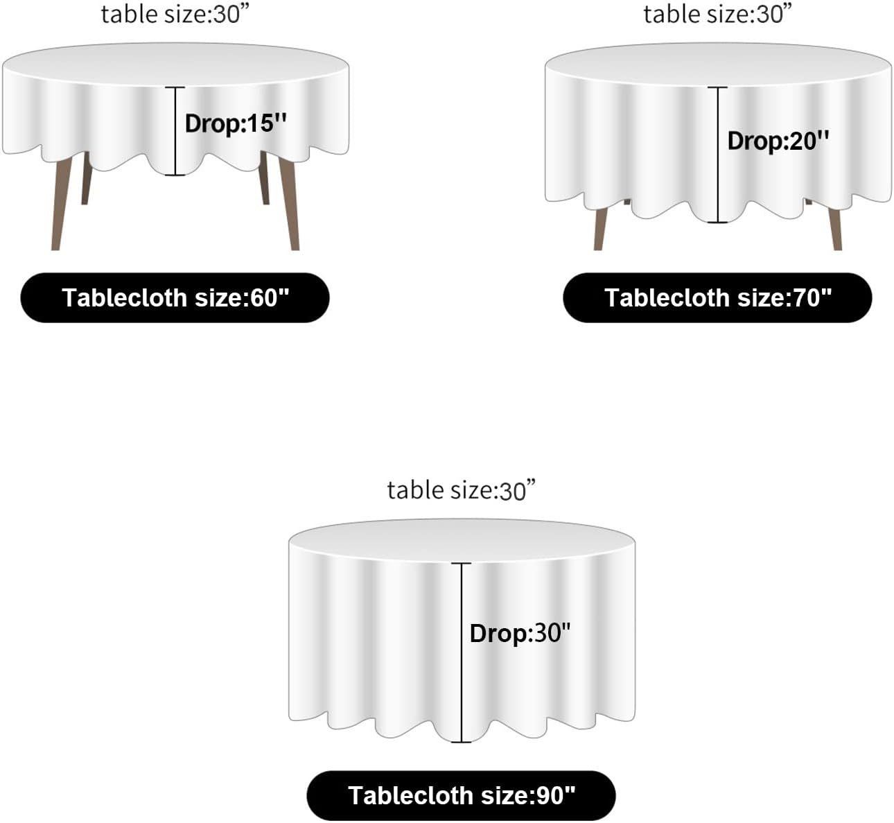 Ascoza 2pack 60 Inch Black Rectangular Tablecloth in Polyester Fabric for Wedding/Banquet/Restaurant/Parties