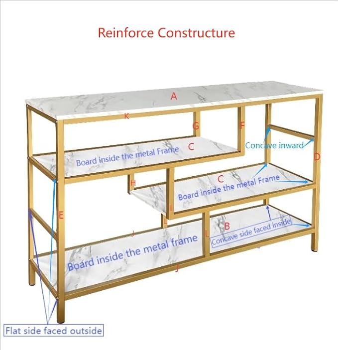 AT-VALY Console Table 4-Tier Storage Shelves Entryway Table Hallway Tables - Image 5