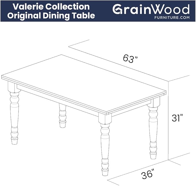 Grain Wood Furniture Valerie Original Solid Wood 63" Dining Table, Rustic Walnut - Image 8