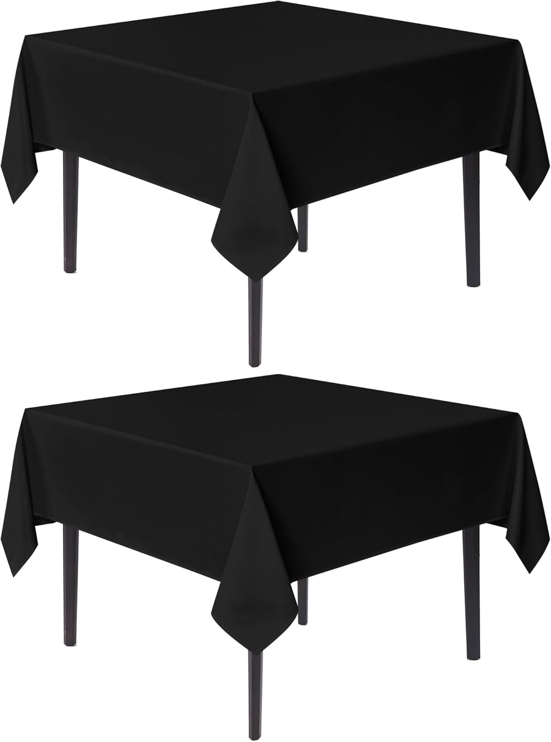 sancua Small Square Tablecloths 2 Pack - 36x36 Inch - Black Table Cloth for Square or Round Tables, Washable Polyester Fabric Table Cover for Nightstand End Bedside Tables