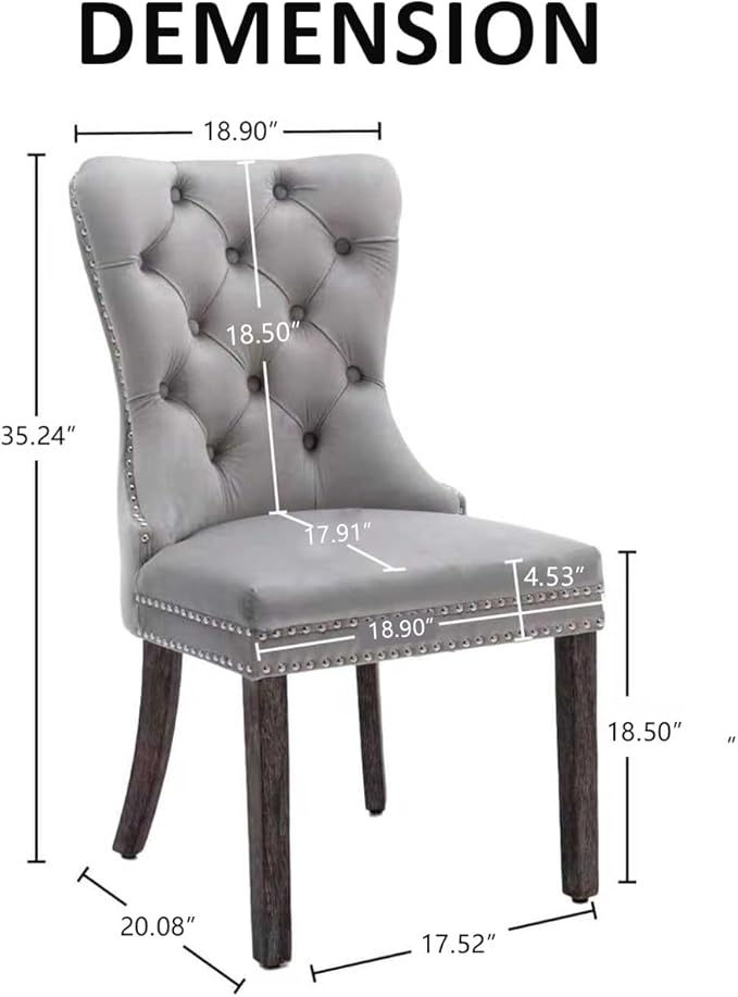 KCC Velvet Dining Chairs Set of 4, Upholstered High-end Tufted Dining Room Chair - Image 3