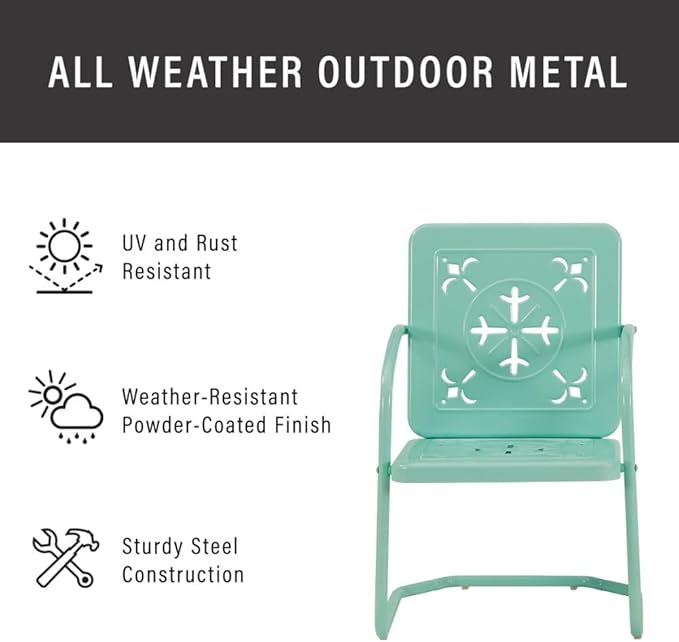 Crosley Furniture Azalea 2-Piece Outdoor Chair Set, Vintage Retro Metal Patio - Image 6