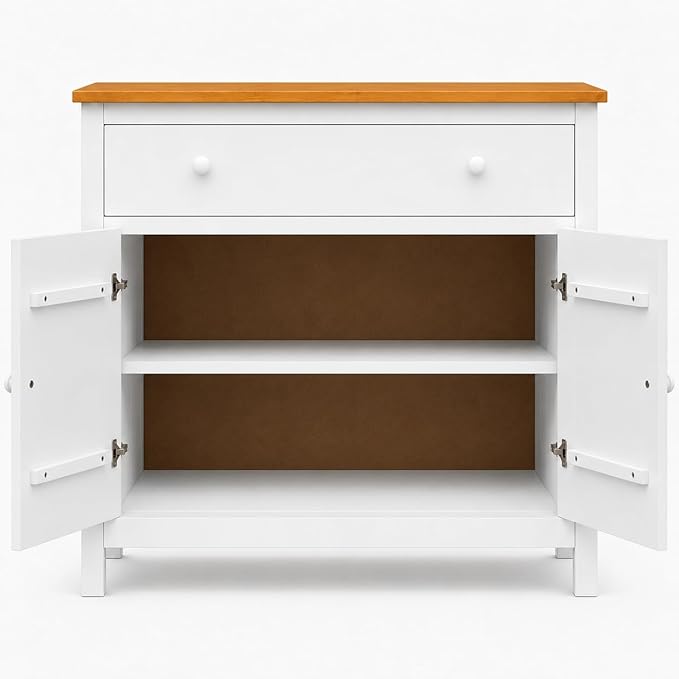 From the Tree Furniture 44" Wide White & Pine Top Solid Pine Shaker Sideboard - Image 7