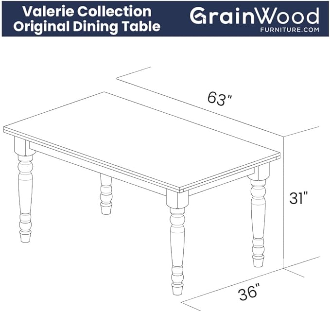 Grain Wood Furniture Valerie Original Solid Wood 63" Dining Table - Image 7
