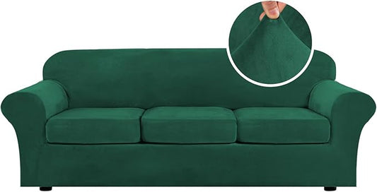 H.VERSAILTEX High Stretch Sofa Slipcover 4 Piece Cover Velvet Furniture by HVERSAILTEX