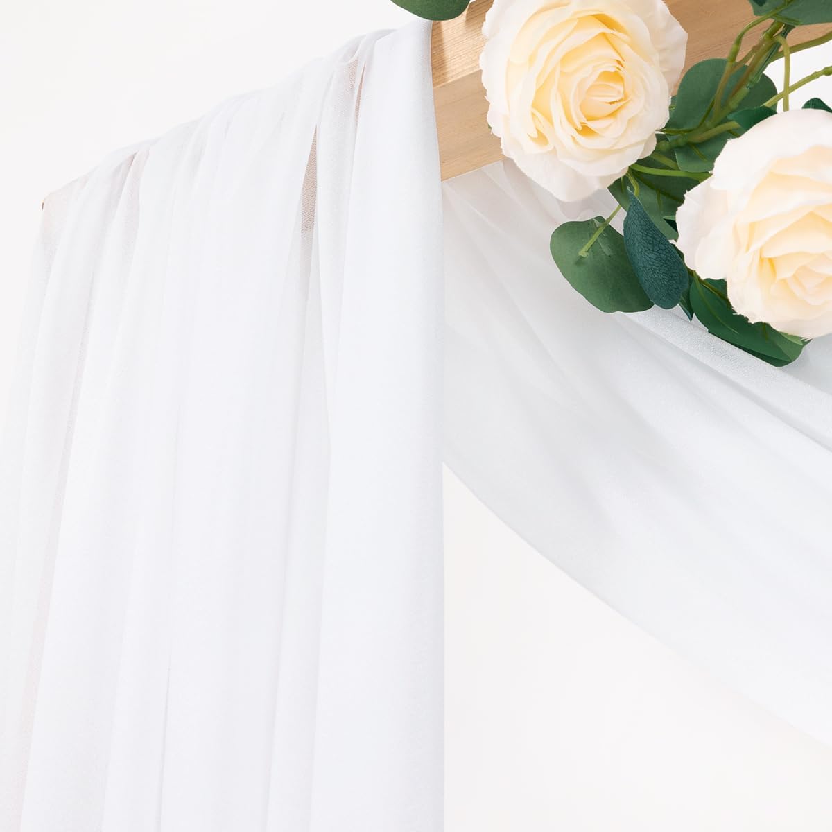 MLMC White Wedding Arch Draping Fabric 2 Panels 29" x 20 FT Extra Long Gauze Drapes Sheer Backdrop Curtains 6.6 Yards Outdoor Drapery Panels for Wedding Church Ceremony Ceiling Decoration